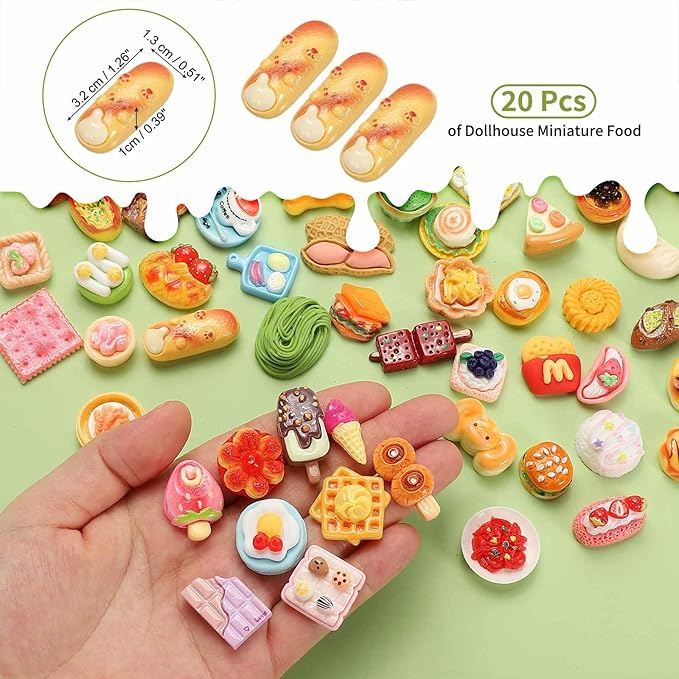 Dollhouse Miniature Food, Cute Cheese Finger Biscuits Figures Toys Mini Resin Foods Trinkets for Pretend Play Kitchen Cooking Game & Doll House Decor (Yellow, 20pcs)