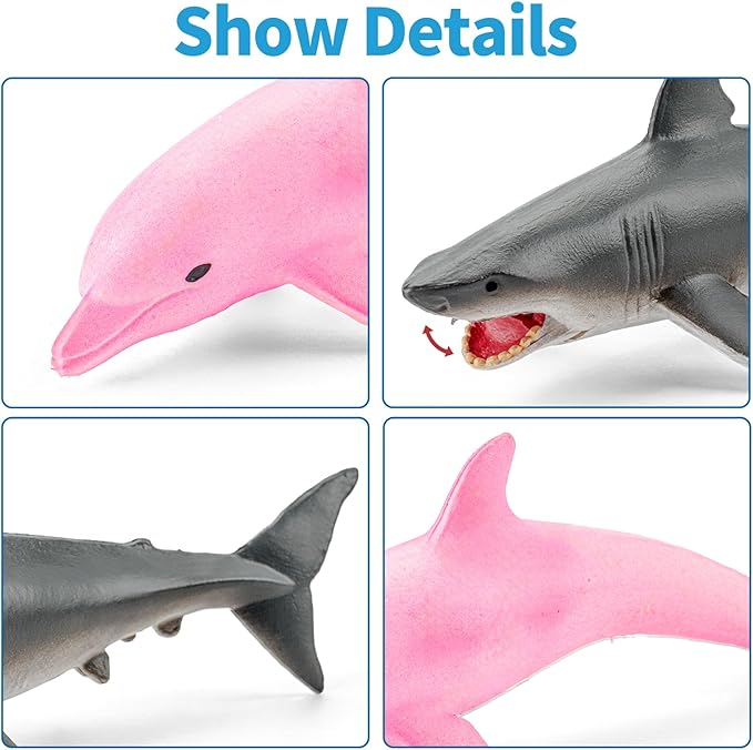 12PCS Ocean Sea Animal Toys for Kids,Realistic Soft Plastic Shark,Whale,Dolphin,Hermit Crab,Octopus,Starfish,Sea Turtle,Party Favors Birthday Gifts Cake Toppers for Boys Girls