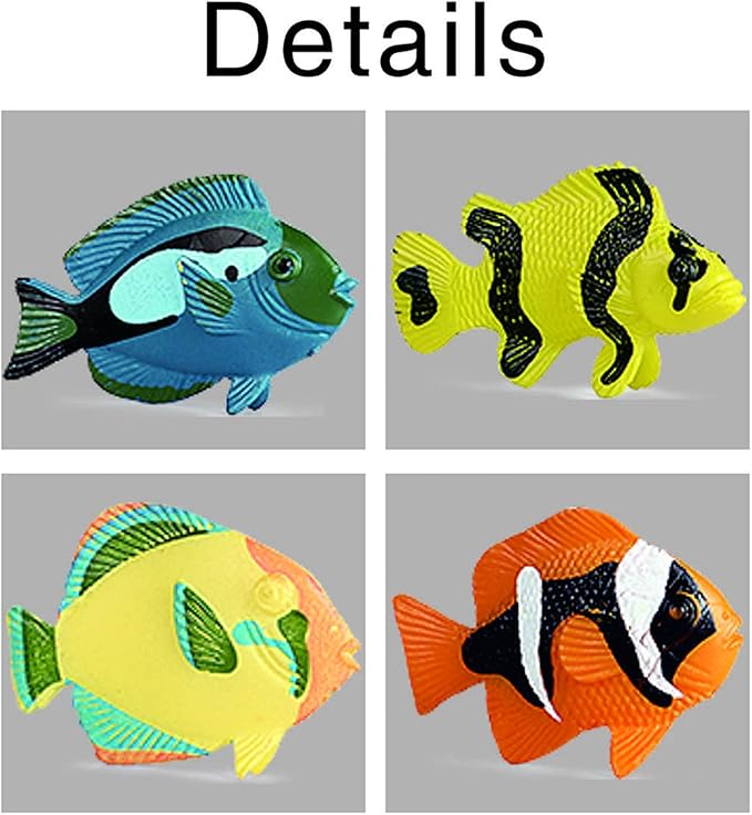 RCOMG 24PCS Tropical Fish Toys, Plastic Sea Creatures Figurines Set, Educational Learning Ocean Animal Figures, Party Favor Miniature Toys Gifts for Boys Girls Kids