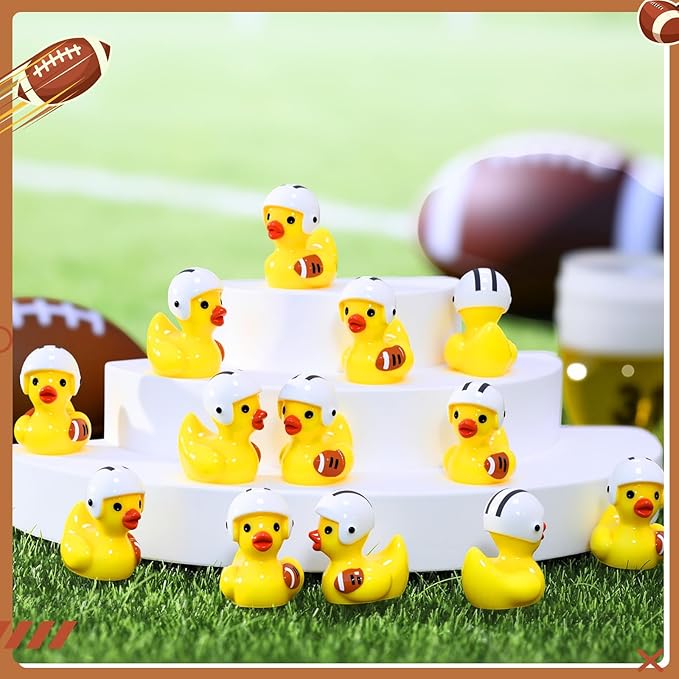 100 Pcs Themed Ducks Resin Ducks Resin Party Decorations for Crafts Making DIY Miniature Landscape Micro Decor Gifts (Football)