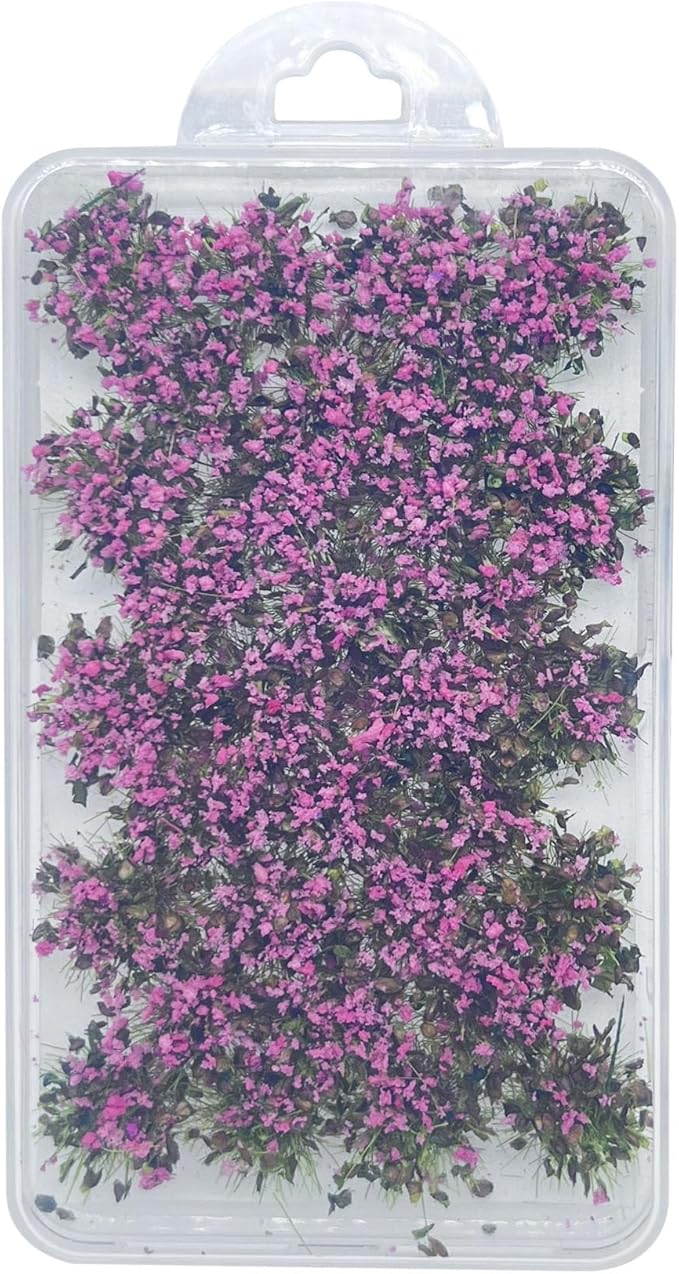 Woohome 32 PCS Static Grass Tuft Model Grass Tufts Railway Artificial Grass Pink Bushy Tuft Flower Cluster Vegetation Groups for DIY Architecture Building Model Train Landscape Railroad Scenery