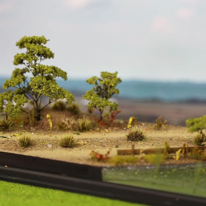 Evemodel Miniature Vegetation Bush Shrub Tufts Artificial Grass with Bases War Game Railroad Scenery (A)
