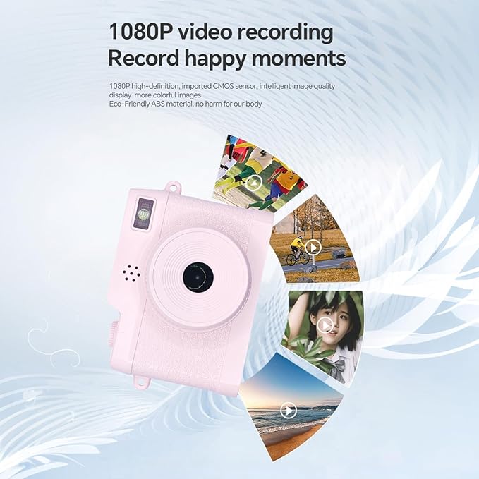Mini Keychain Camera, Mini Digital Camera, 1080P Retro Camera with 32GB Card, Wide Angle Lens, LED Flash Light, Nostalgic Photos, Great Gift Idea (Pink)