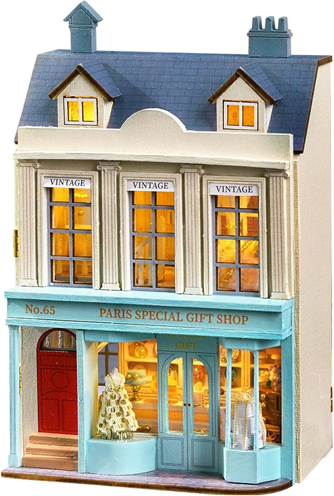 Kisoy Romantic and Cute Dolls' Rooms DIY Miniature House Kit Creative Room Perfect DIY Gift for Friends, Lovers and Families (Paris Gift Store)