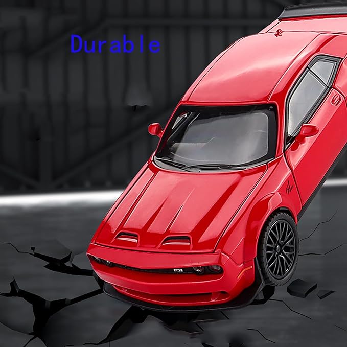 Toy Cars 1/32 Dodge Challenger Die Cast Metal Toy Cars Hellcat Toy Car with Sound and Light Pull Back Hellcat Car for 3+ Year Old Boys and Kids