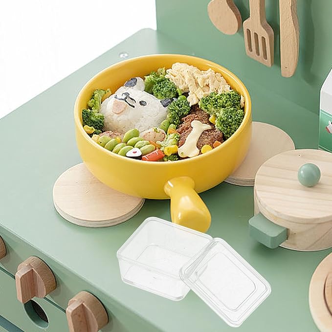 4pcs Dollhouse Food Storage Box 1/12 Scale Dollhouse Bento Box Plastic Kitchen Ornament for DIY Making Mini House Accessories Transparent
