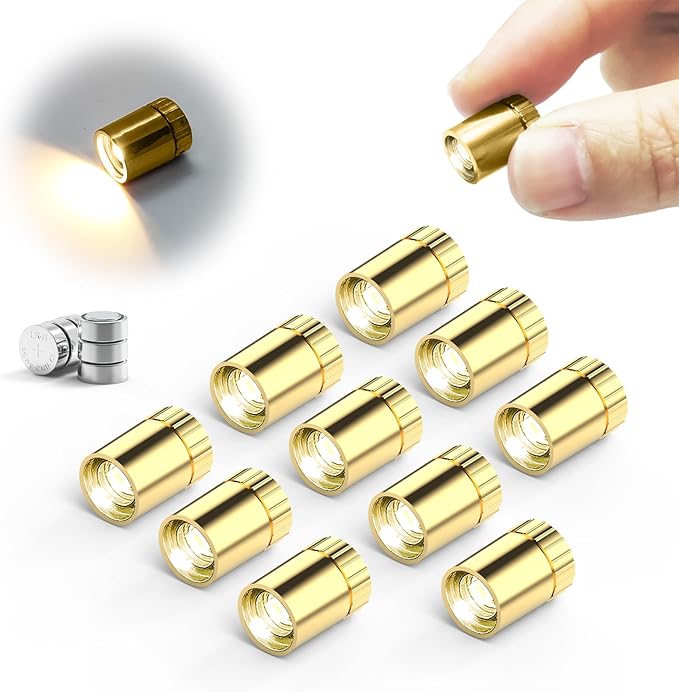 10 pcs Miniature Led Lights,Tiny Lights for Hand Craft/DIY,Miniature Lights Battery Powered, Dollhouse Light,Mini Lights for Toy Brick Building Blocks- 10 Pack (WarmWhite)