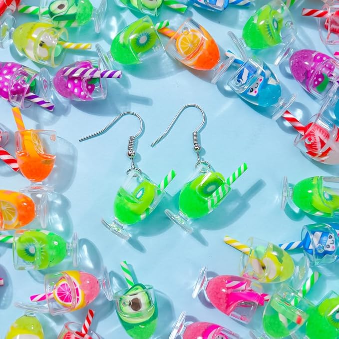 8 Pcs Miniature Dollhouse Drink Set – Resin Glass Cups & Fruit Beverage Bottles, 1:12 Scale Simulated Summer Drinks for DIY Crafts, Jewelry Making, Mini House Bar Décor & Collectible Accessories