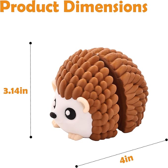 4 Inches 3D Printed Hedgehog Figurines, Animal Figurines, Articulated Fidget Toys, Desk Decoration, Party Favor, Birthday Gifts, Office Display, Collectible Animals for Boys and Girls