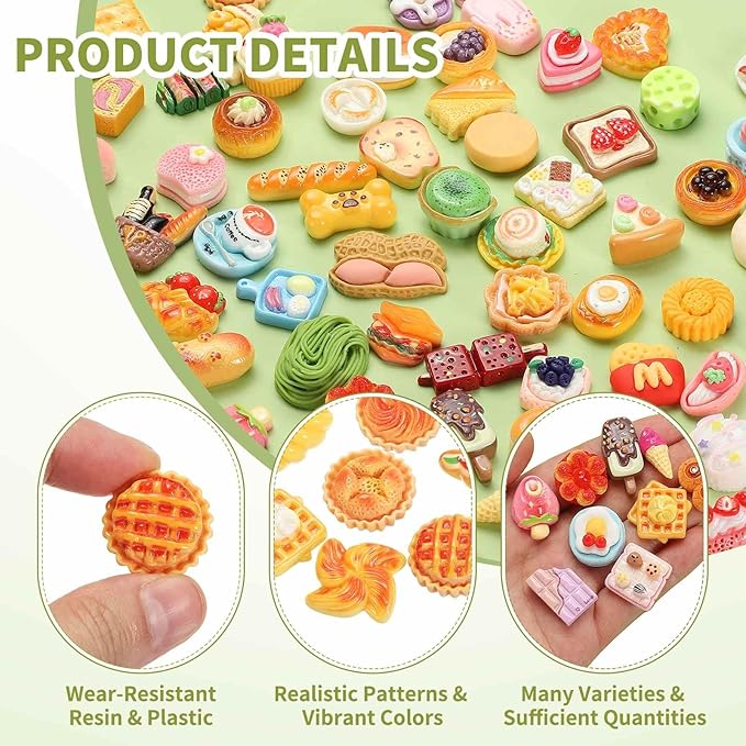 Dollhouse Miniature Food, Cute Mixed Colorful Bow Tie Pie Figures Toys Mini Resin Foods Trinkets for Pretend Play Kitchen Cooking Game & Doll House Decor (Mixing Colors, 20pcs)