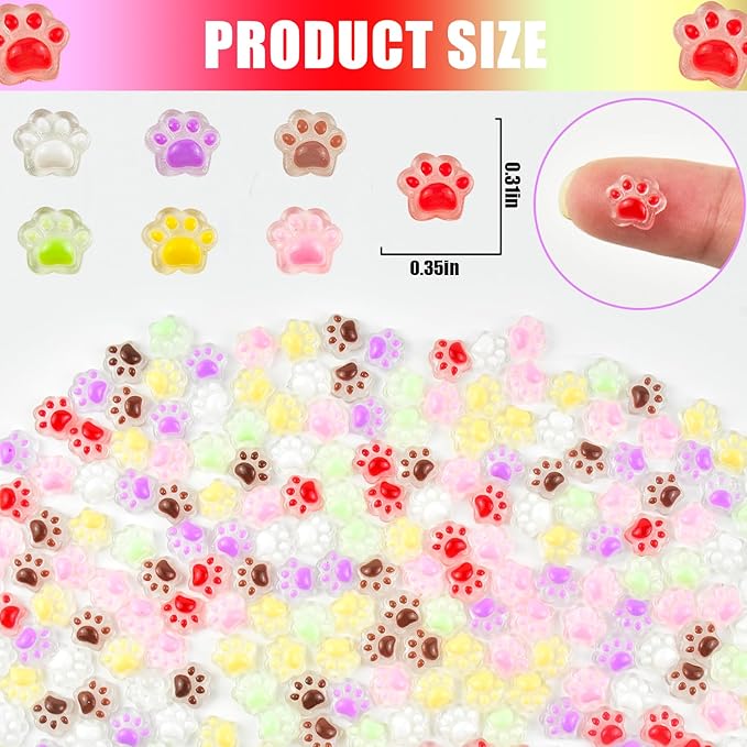 200 Pieces Tiny Paw Decor for Dollhouse Micro Resin Decor for DIY Crafts Mini Things for Fairy Garden Micro Landscaping Decoration