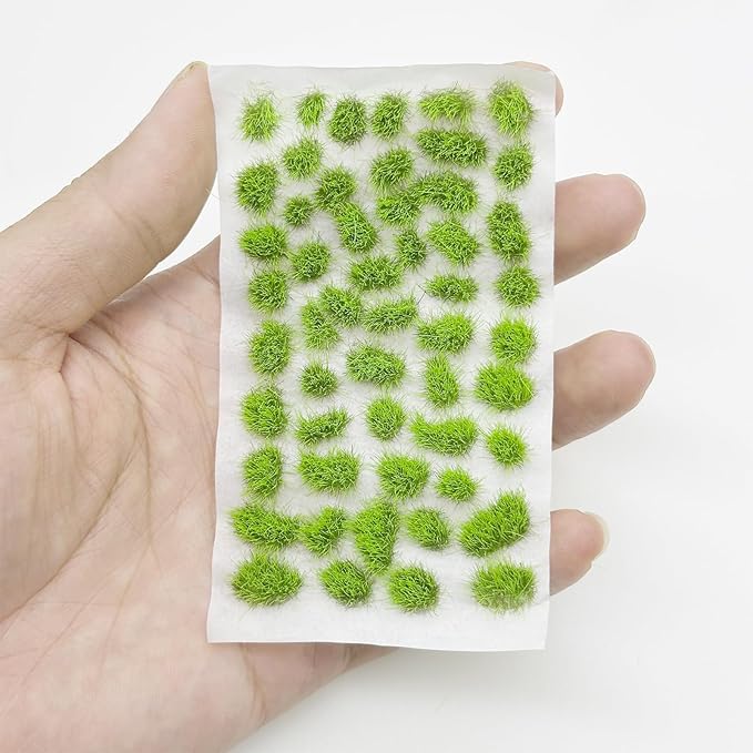 Woohome 78 PCS Static Grass Tuft 2 Size Model Grass Tufts Green Miniature Grass Tuft Railway Artificial Grass Terrain Kit for DIY Model Railway Fairy Garden Diorama Scenery