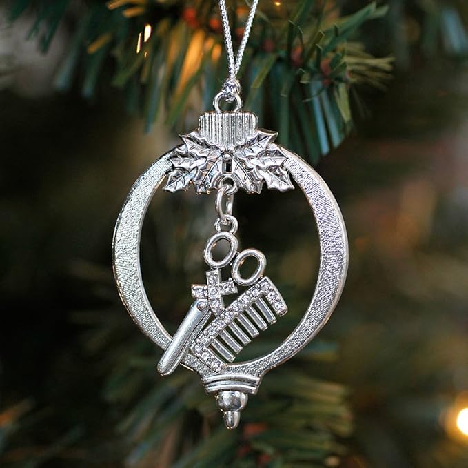 Inspired Silver - Stylist - Silver Christmas Ornament - Unique Charm Christmas Tree Ornament - Holiday Hanging Decoration