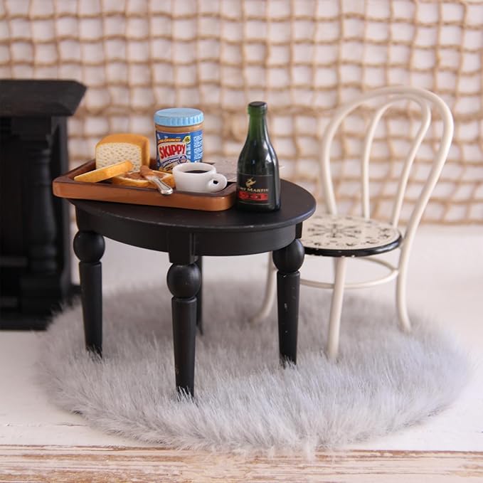 Funky Mini House Miniature Dollhouse Rug- 3 PCS 1:12 Scale Mini Carpet for Dollhouse Furniture Sets Ideal for Dollhouse Bedroom/Living Room Decor & DIY Craft Projects (Gray)
