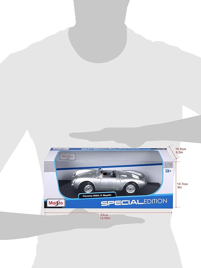 Maisto 1:18 Scale Porsche 550A Spyder Diecast Vehicle, Silver