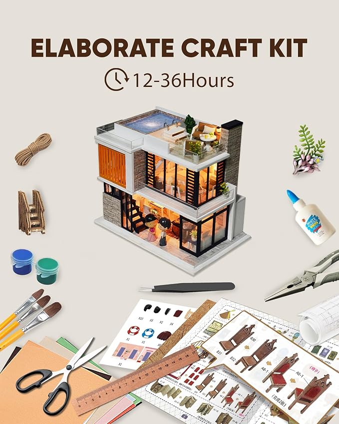 DIY Miniature House Kit, DIY Dollhouse Kit for Adults to Build, Mini House Kit with LED, Mayberry Street Miniatures, Ideal Gifts for Birthday, Halloween Christmas(Florence)