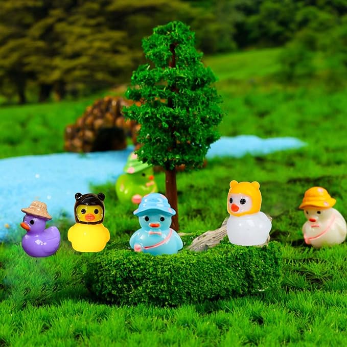 60 Pcs Multicolor Mini Resin Ducks, Tiny Ducks to Hide, Little Ducks Figurines Small Miniature Ducks Figures Bulk for Fairy Garden, Dollhouse Decoration Micro Landscape Ornament