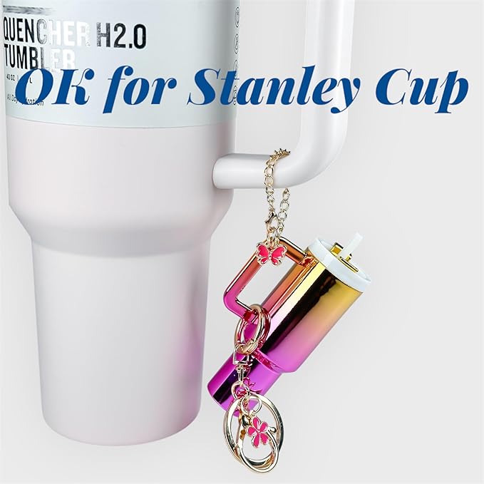 ERTUNA Mini Tumbler Keychain Accessories for Stanley Cup, 2 Way Cute Charms Chapstick Lip Balm Holder for Women Purse Handbag