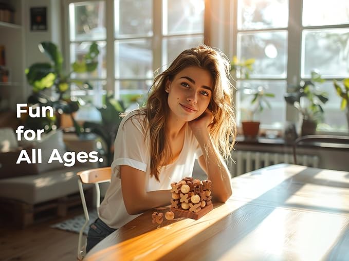 BSIRI 3D Wooden Tic Tac Toe Rustic Coffee Table Decor Unique Gifts for Special Occasions Fun for All Ages in Strategic Game Night Family Games