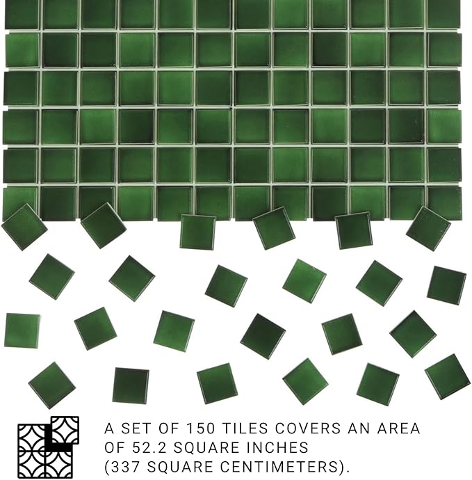 150 pcs, Dollhouse Flooring, 1:12 Scale Doll House Tiles, Miniature Checkerboard Floor, REDUCIO! (Emerald Gloss)