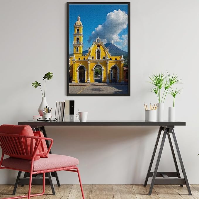 Jigsaw Puzzles for Adults 1000 Piece - Famous Arch and Volcano View Antigua Guatemala Holiday Wooden Puzzle,Unique Gifts for Wall Art，Family Puzzles，Challenge Puzzles Puzzle Games