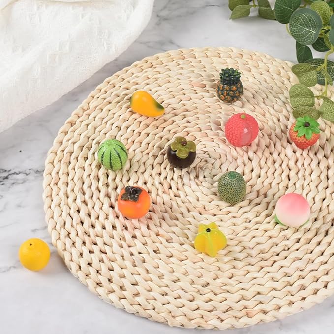 Mini Mixed Fruits 11Pcs, Artificial Fruit Miniature Resin Fruits Figurines Small Fruit Models for Mini Kitchen Scene House Store Display Decoration