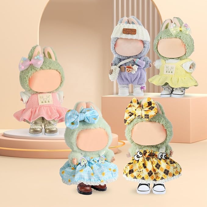 Ciunura Premium Doll Shoes for Lububu, Cute Doll Shoes for 4-7in Dolls, Ideal for Lububu Outfits(Black Canvas)