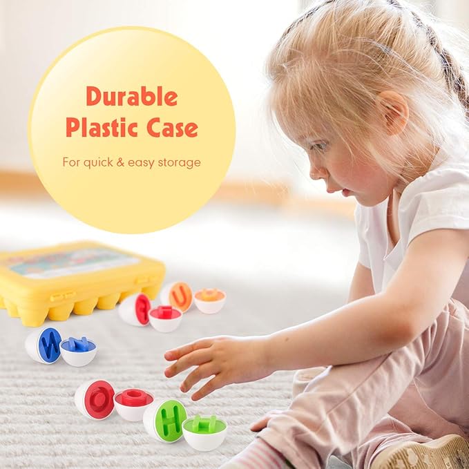 Coogam Letters Matching Eggs 26PCS ABC Alphabet Color Sorter Puzzle Easter Travel Bingo Game Uppercase Learning Fine Motor Skill Montessori Gift for Year Old Kids