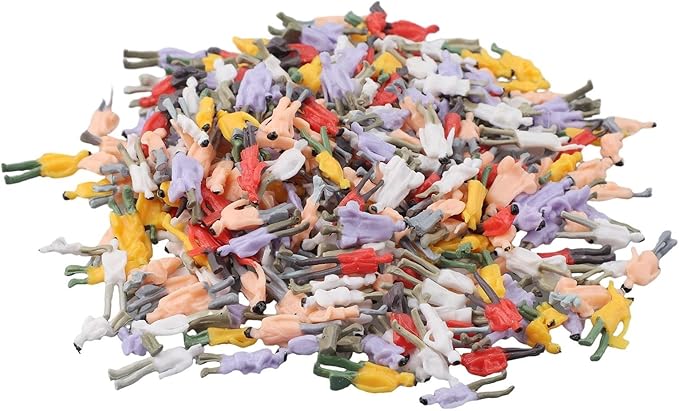 300Pcs Small 1: 87 Ho Scale Tiny People Figurines Miniature For Park Street Scenes Sitting Standing Architectural Painted Figures