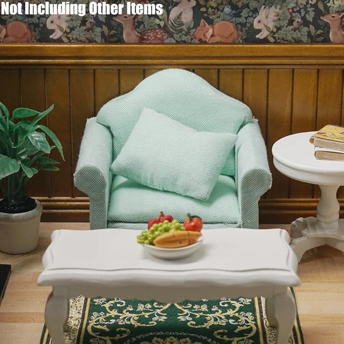 Odoria Dollhouse Armchair Sofa Miniature - 1/12 Scale Accent Chair for Modern Living Room Bedroom - Mini Club Lounge Chair Wood Furniture Upholstered Green