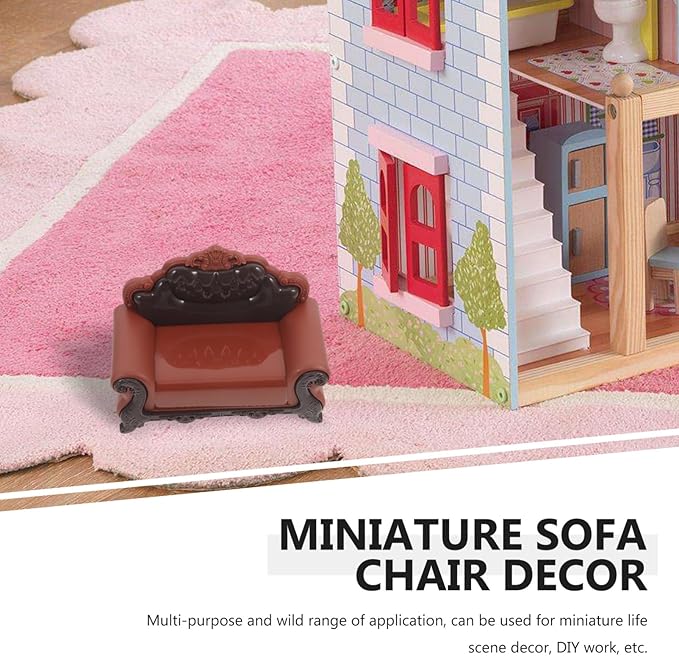 GLEAVI Miniature Doll House Furniture Sofa Chair 1 12 Scale European Style Plastic Mini Sofa for Dollhouse Living Room Decor DIY Craft Accessory