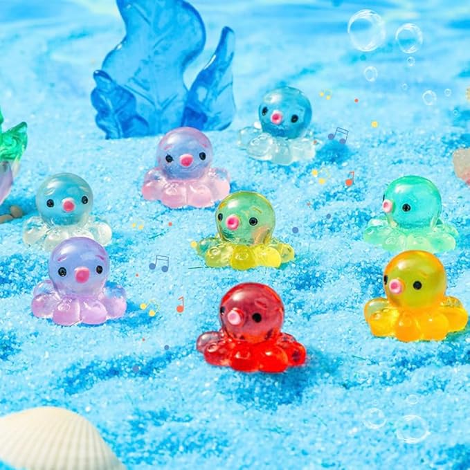 120pcs Mini Ocean Resin Animals: Glow in The Dark Tiny Sea Animals Figurines to Hide Marine Miniature Plastic Animals Aquarium Ornaments Decorations for DIY Fairy Garden Dollhouse,with Storage Box