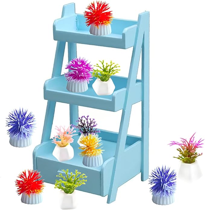 8 Pcs Miniature Potted Plants Set – 1:12 Scale Dollhouse Greenery Ornaments, Realistic Tiny Bonsai & Flower Pots for Fairy Garden, Terrarium, Desk Display, DIY Craft & Micro Landscape Decoration（ C ）
