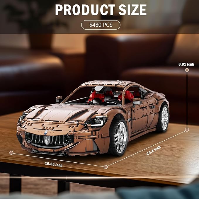 Reobrix Sports Car Building Blocks Set for Adults, Remote Control 1:8 Racing Car Vehicle Toy Model Building Kit for Adult, 11009, Creative Gifts for Boys Girls Adults 14+ (5480PCS)
