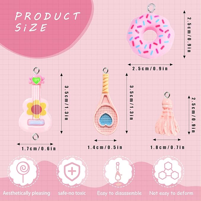 VPDSLABUBU Accessories for 3.94-6.7inche(10-17cm) Dolls, There are 8 Miniature Accessories, Including a Badminton Racket, Donuts, Cake, Guitar, Pig-Head Bag, ice Cream, and a Bell,Meet Your DIY Needs