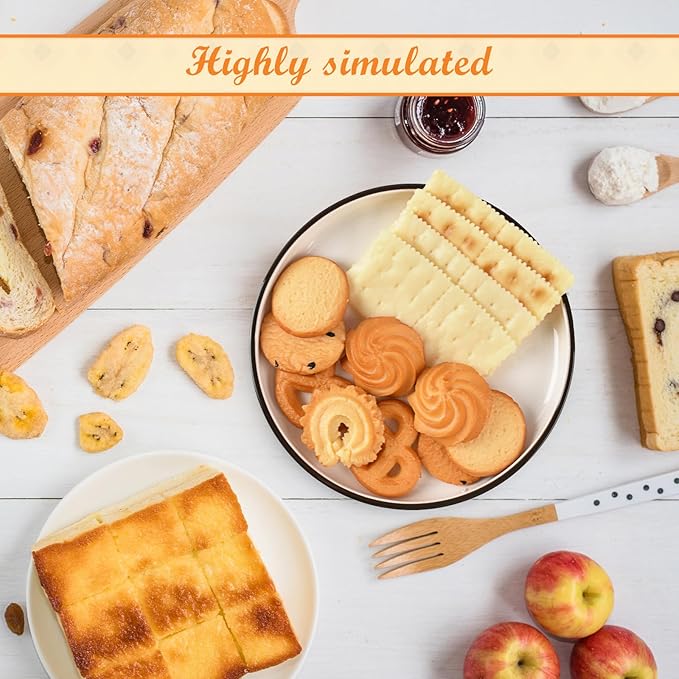Fake Cookies, 16Pcs 8 Styles Artificial Soda Biscuits Simulation Realistic Dessert Crackers Food for Home Kitchen Shop Display Photography Props