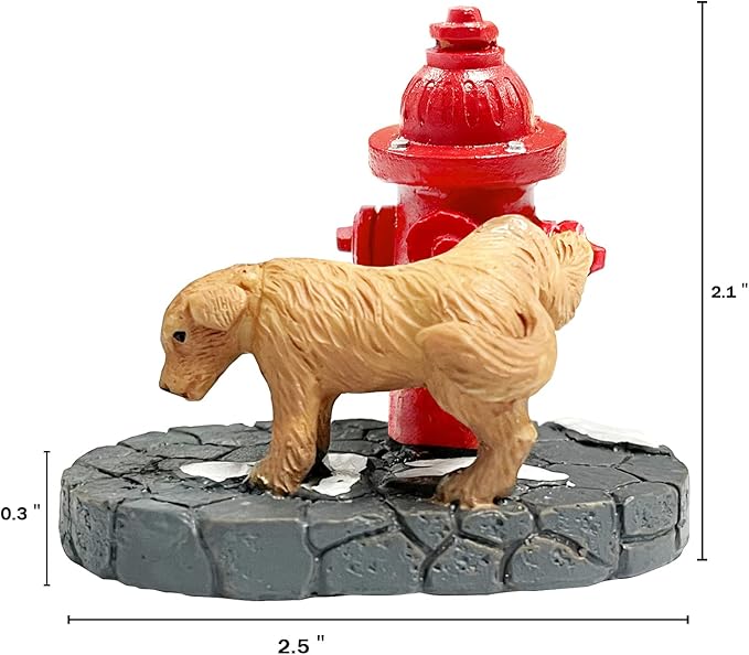 Christmas Village Accessories Santa's Dog with Fire Hydrant - Cute Puppy Sets Statue Resin Christmas Village Sets Ornaments for Snow Holiday Decoration