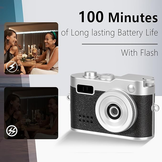 Mini Keychain Camera, FHD 1080p Mini Digital Camera with 32GB SD Card, 0.96" HD Display, 100 Mins Battery Life for Travel Recording Birthday Gifts (Vintage, Dark)