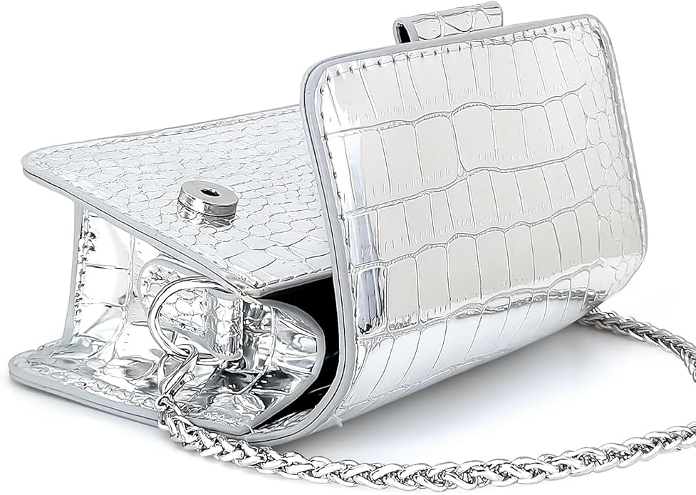 NovaKnot Metallic Mini Crossbody Purse, Evening Clutch Bag with Removable Chain Strap, Small Purse for Women, Not for Phones