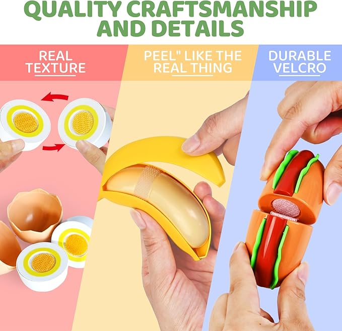 100 PCS Cutting Play Food Toy for Kids Kitchen, Pretend Food Toys for Toddlers, Play Kitchen Toys Accessories with 2 Baskets, Fake Food/Fruit/Vegetable, Birthday Gifts for 3 4 5 Years Old Boys Girls
