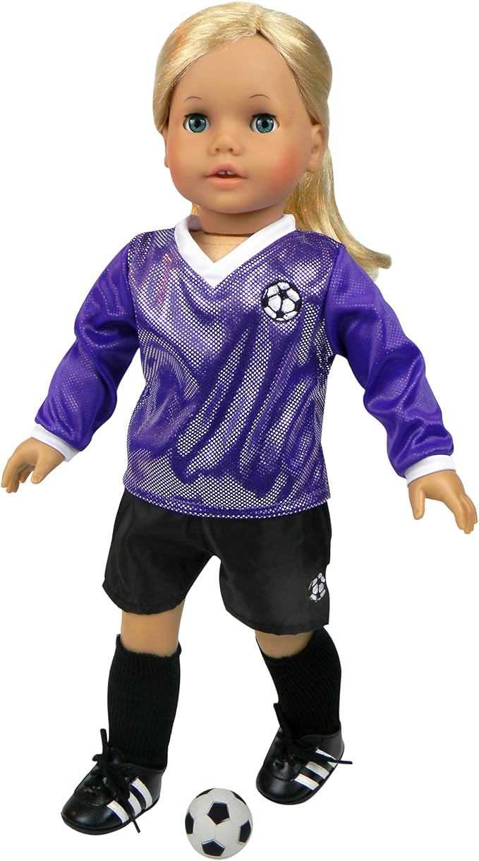 Sophia's Classic Faux Leather Football Soccer Cleat Shoes with White Striped Accents & Realistic Shoelaces for 18” Dolls, Fuchsia
