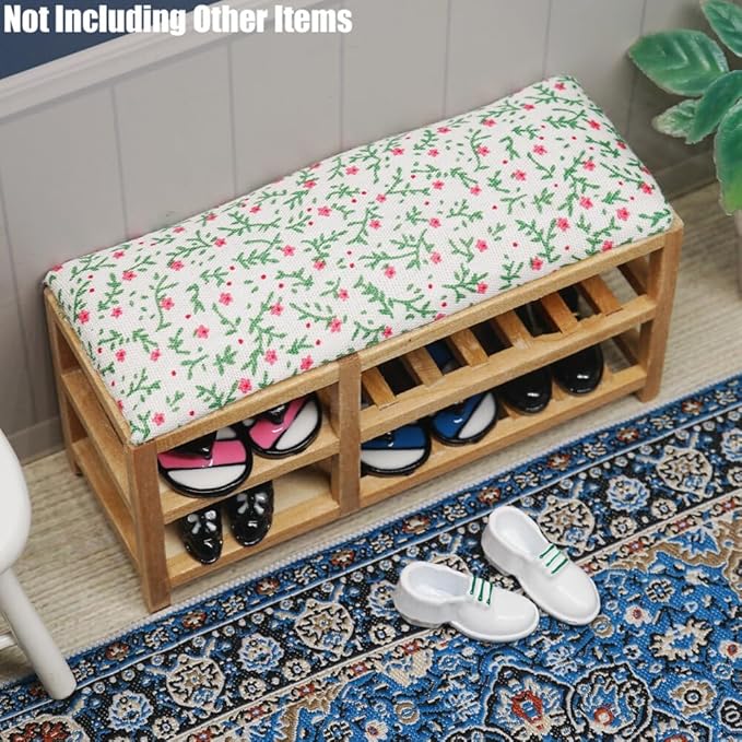 Odoria 1/12 Miniature Shoe Ottoman Bench Shoe Rack Dollhouse Furniture Accessories
