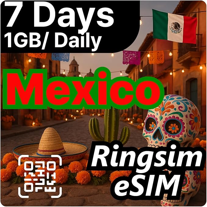 [eSIM] Mexico eSIM | 7DAYS 10GB | 5G, 4G/LTE, Tethering, Hotspot | eSIM with Instant Activation in 10 Minutes | Cancun, Mexico City, Los Cabos | Travel eSIM by Ringsim