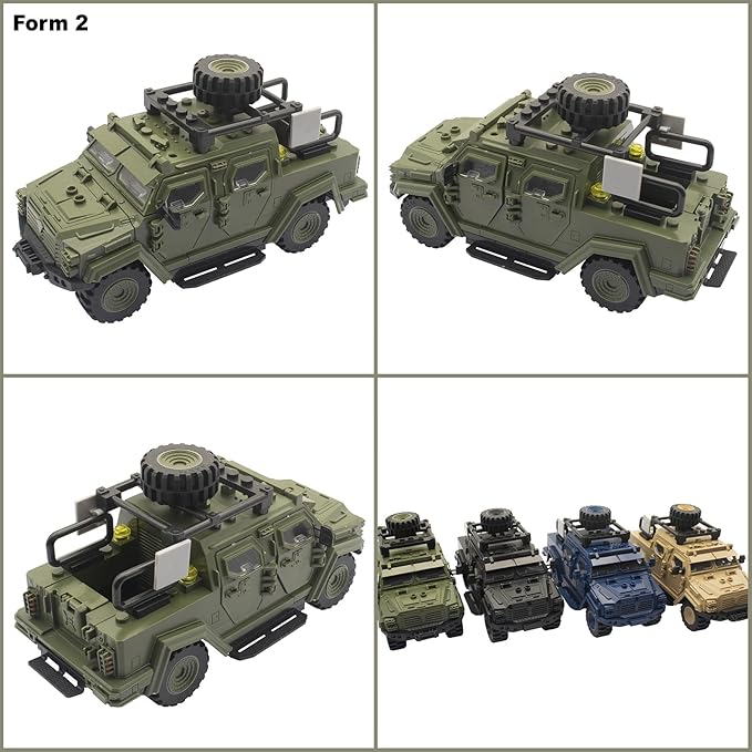 Military Vehicle Building Toy, Armored Vehicle Building Block Toy, Army Battle Brick, Military Car Model Toys for Age 6 7 8 9 10 11 12+, Accessories Compatible with Major Mini Figure (Green)