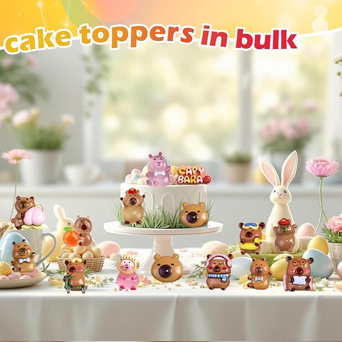 100 Pcs Mystery Capybara Blind Bag: Mini Glow and Classic Resin Capybara Figures Bulk, Mini Capybara Resin Animals for Fairy Garden, Dollhouse Décor, Collectible Surprise