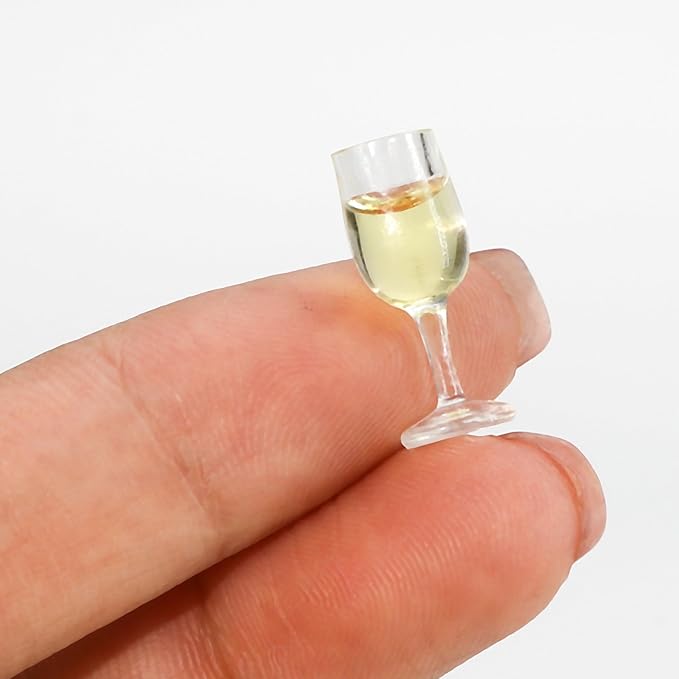 Miniature Champagne Wine Glass and Bottle for 1:12 Dollhouse Decor, Cake Topper Ornament, Mini Alcohol Liquor Beer Small Can Cocktail Simulation Accessories for Adult (20)