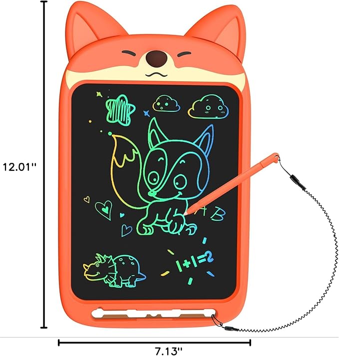CHAFEGY LCD Writing Tablet 10 Inch, Doodle Board Toy, Cute Fox Drawing Pad for Kids Ages 3-8 - Educational Gift for Christmas & Birthday (Fox)