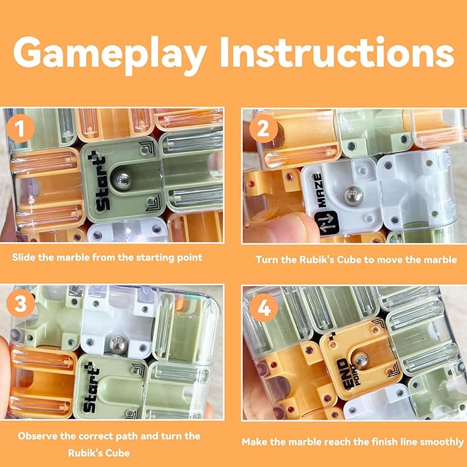 Challenging 3D Labyrinth Maze Cube, Brain-Testing Puzzle Game for Kids 8+, Educational Logic Toy for Home or Travel