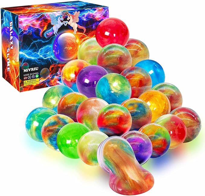 Ball Slime Party Favors 24 Pack, Super Soft and Scented Galaxy Slime for Girls Boys, Gift Idea for Kids Goodie Bag Stuffers, Space Party Favors, Easter Stocking Stuffers