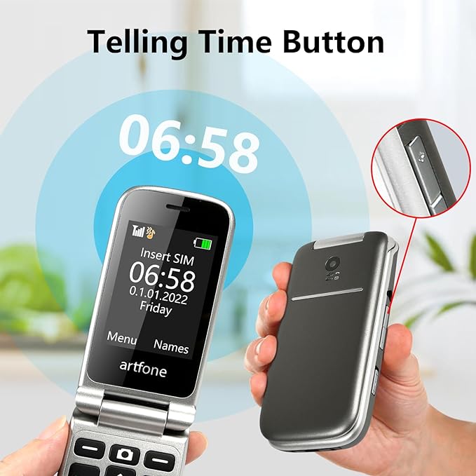 4G Volte Flip Mobile Phones Unlocked for Seniors, Big Buttons Cell Phone for Elderly & Kids, Clear Sound, SOS Button, Convenient USB-C & Charging Dock, Talking Numbers G3 Grey